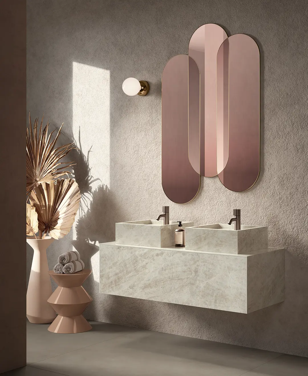 wastafel in keramische tegels