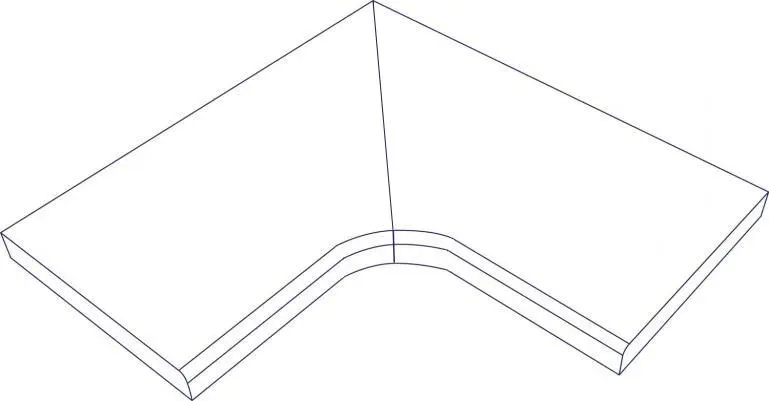 Zwembadhoekstuk met halfronde afwerking (2delen)