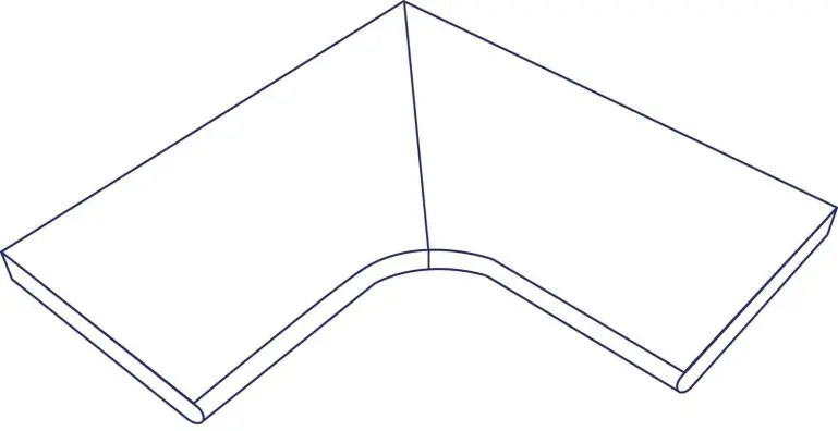 Zwembadhoekstuk met ronde afwerking (2delen)