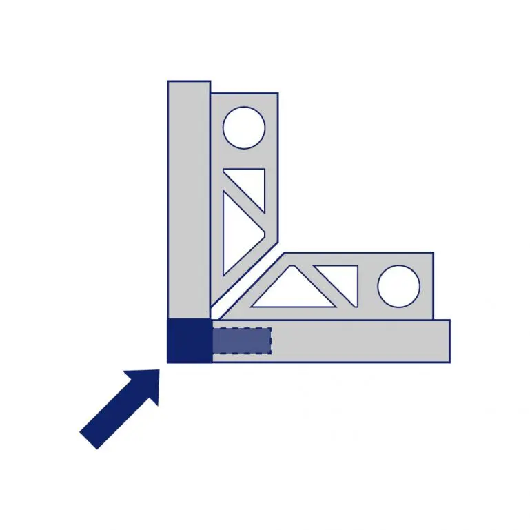 Eindstop als buitenhoek
