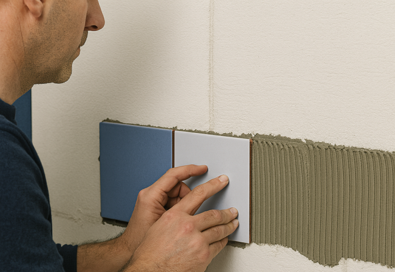 Begin met de onderste tegel