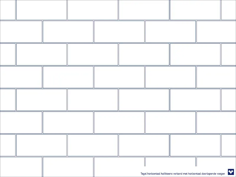 Tegel horizontaal halfsteens verband met horizontaal doorlopende voegen