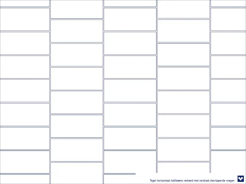 Tegel horizontaal halfsteens verband met verticaal doorlopende voegen