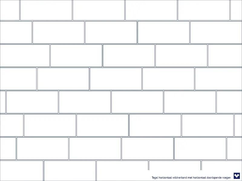 Tegel horizontaal wildverband met horizontaal doorlopende voegen