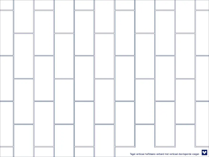 Tegel verticaal halfsteens verband met verticaal doorlopende voegen