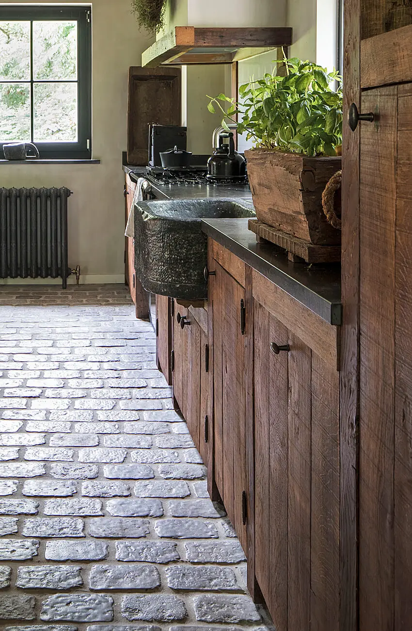 Castle stones cobble morning mist Castle stones cobble stone