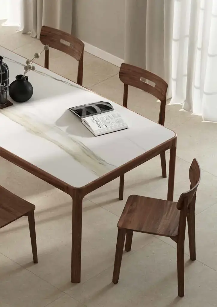 Tavolo 220x100x75 marmo calacatta/rovere scuro