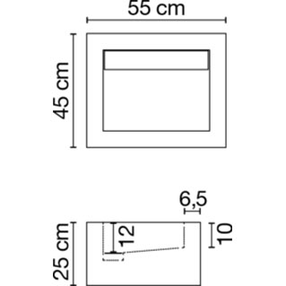 Wastafel (413) enkel - kraangat 55/45/25 nat/matt