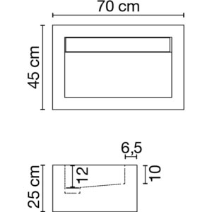 Wastafel (413) enkel - kraangat 70/45/25 nat/matt
