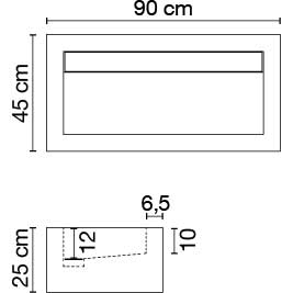 Wastafel (413) enkel - kraangat 90/45/25 nat/matt