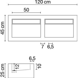 Wastafel (413) dubbel - kraangat 120/45/25 nat/matt