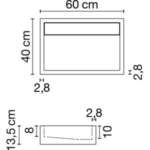 Wastafel (413) enkel - kraangat 60/40/13,5 nat/matt
