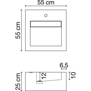 Wastafel (413) enkel + kraangat 55/55/25 glanz/honed