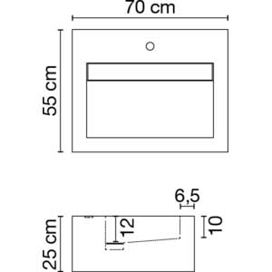 Wastafel (413) enkel + kraangat 70/55/25 glanz/honed