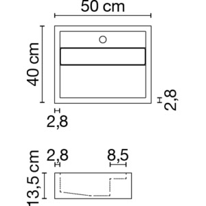 Wastafel (413) enkel + kraangat 50/40/13,5 glanz/honed