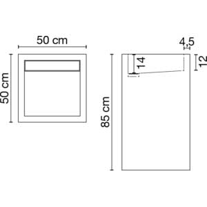 Wastafel (413) zuil 50/50/85 (4 zijden) glanz/honed