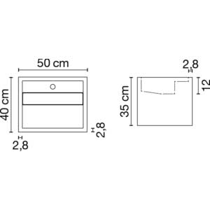 Wastafel (413) semi-zuil + kraangat 50/40/35 (3 zijdes) nat/