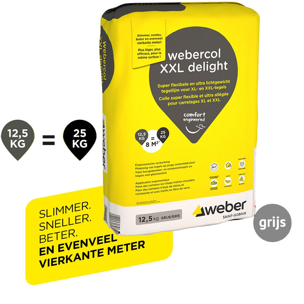 Kleefcement webercol XXL delight grijs 12,5 kg