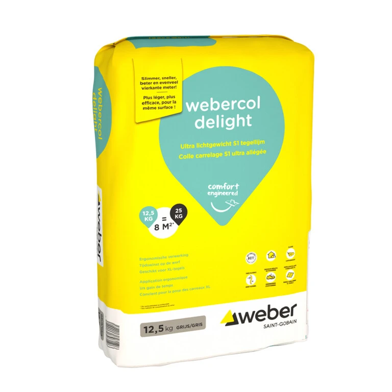 Kleefcement webercol delight grijs 12,5 kg