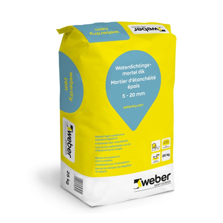 Waterdichting weberdry cem grijs 25kg (per pallet)