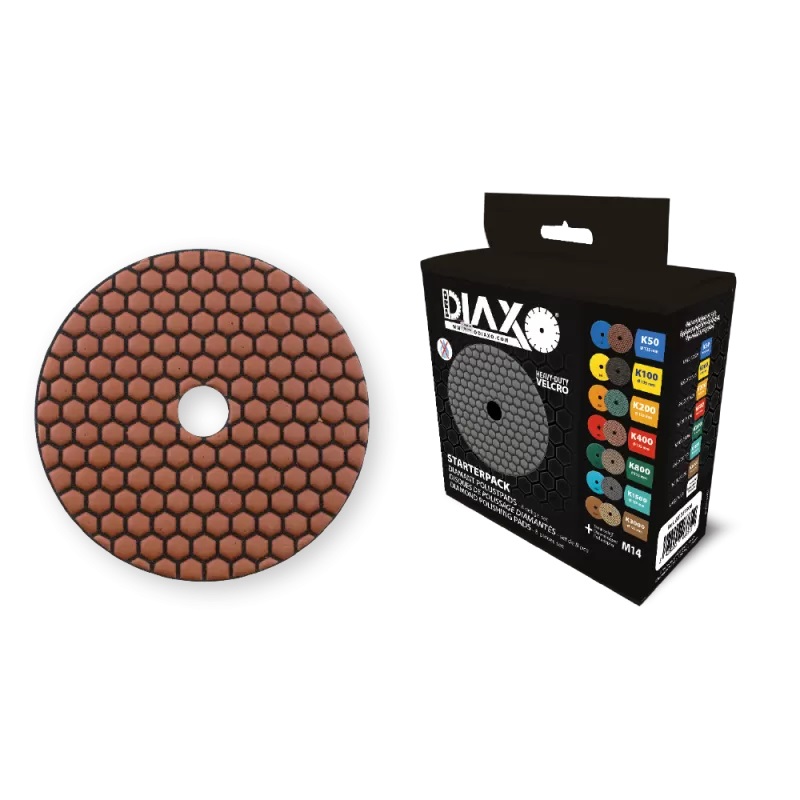 Diaxo 8 delige set diamant pads+steunschijf Ø 125mm
