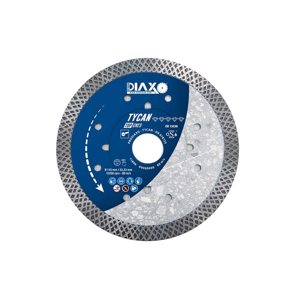 Diamantschijf tycan 115 x 22,2mm /TOP Grès (droog)