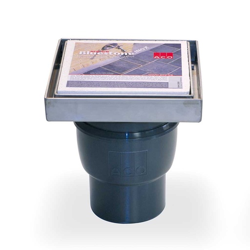 [926.001.0015] Bluestone inox, vloerafvoerput met verticale uitloop 20/20/2